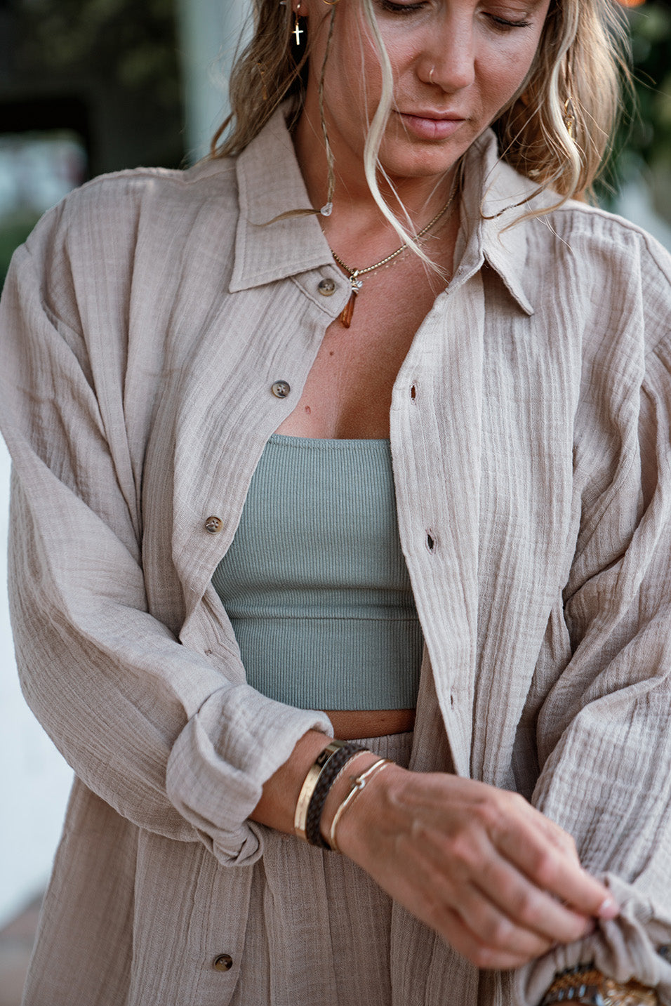 Desert Gauze Button Down